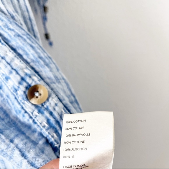 Free People Maya V-Neck Oversized Button Down Midi Shirt Dress in Blue - Picture 7 of 9